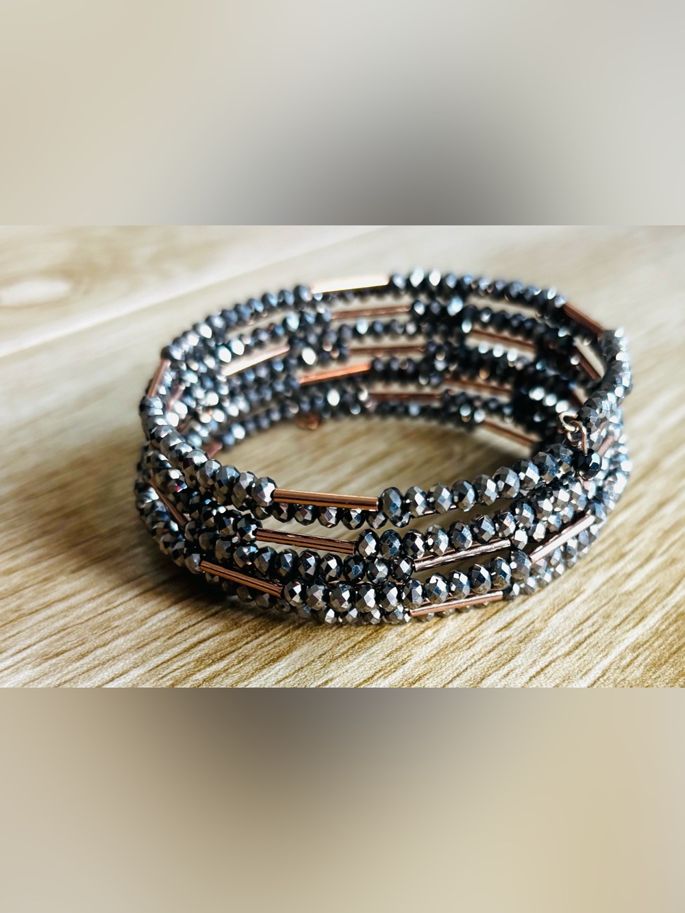 Multi-Strand Hematite Bead Wrap Bracelet